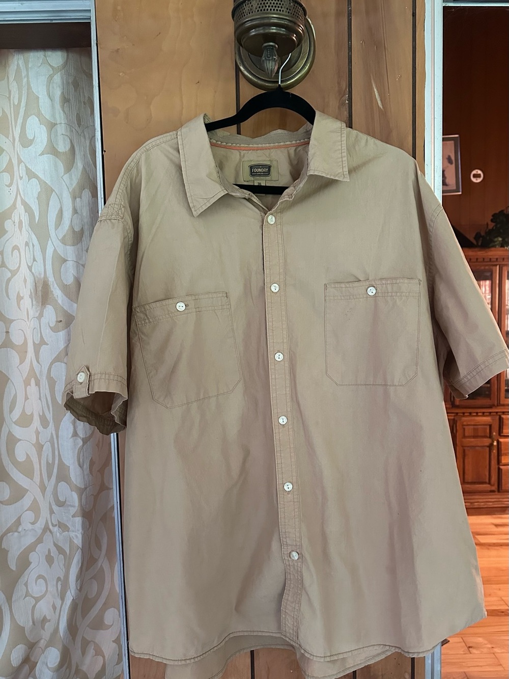The Foundry Men’s Short-Sleeve Button-Up Shirt - Khaki